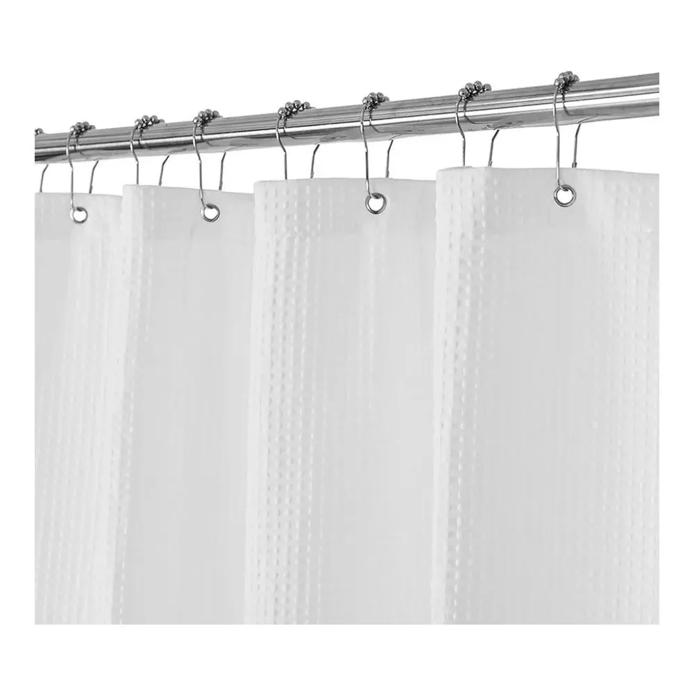 Waffle Weave White Shower Curtain Hotel Luxury Quality for Bathroom Size 71